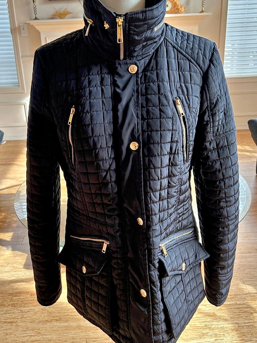 Michael Kors Quilted Black Jacket Size Medium Like New